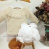Conjunto bebe lencero crema