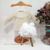 Conjunto bebe lencero crema