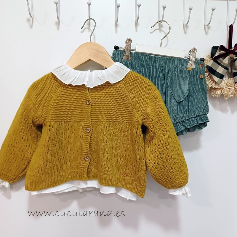 Chaqueta punto bebe mostaza