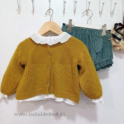 Chaqueta punto bebe mostaza