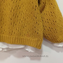 Chaqueta punto bebe mostaza