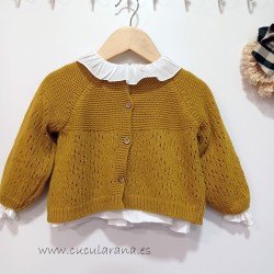 Chaqueta punto bebe mostaza
