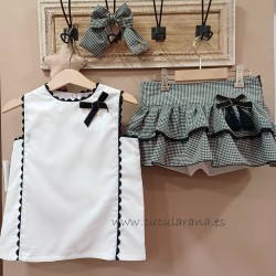 Conjunto niña tejo short faldita+blusa