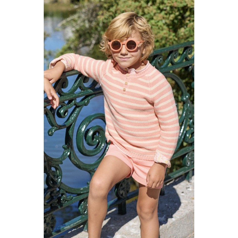 conjunto niño camisa y pantalon corto peach de la martinica