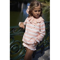 Conjunto sudadera+short niña coral peach