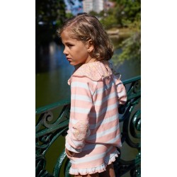 Conjunto sudadera+short niña coral peach
