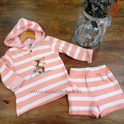 Conjunto niño sudadera y jogging peach de la martinica