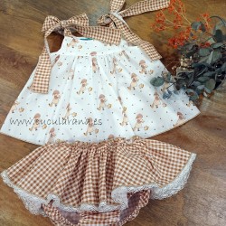 La Martinica blusa muñecas+braga vichy mini