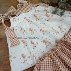 La Martinica blusa muñecas+braga vichy mini