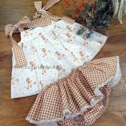 La Martinica blusa muñecas+braga vichy mini