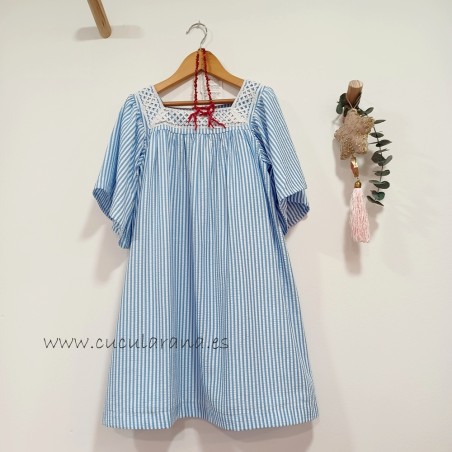 Vestido rayas azul y blanco mia y lia