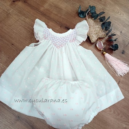 jesusito niña punto smock plumeti rosa sinfonieta