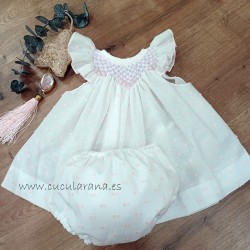 jesusito niña punto smock plumeti rosa sinfonieta
