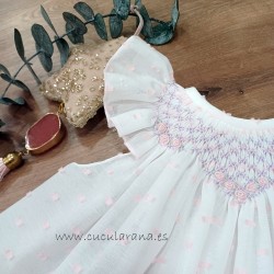 jesusito niña punto smock plumeti rosa sinfonieta
