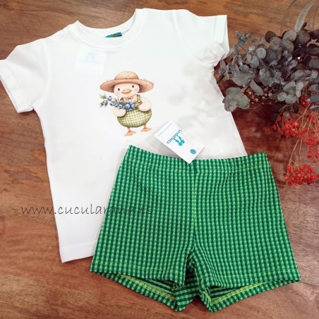 Conjunto niño camiseta y boxer lycra apple