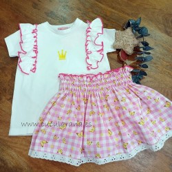 conjunto niña camiseta +falda mariposas