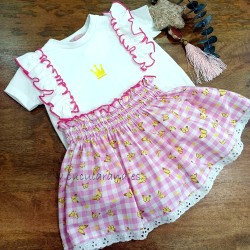 conjunto niña camiseta +falda mariposas