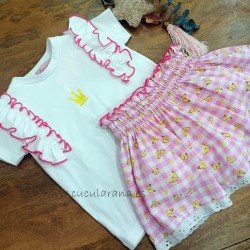 conjunto niña camiseta +falda mariposas