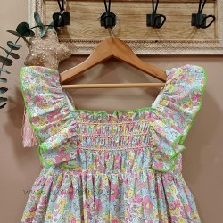 Eva castro vestido flores fucsia verde