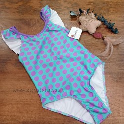 bañador niña malva rosa lunares malva verde menta
