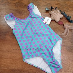 bañador niña malva rosa lunares malva verde menta