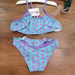 bikini niña malva rosa lunares verde menta