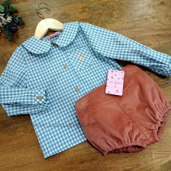 eva castro conjunto niño vichy azul+ pana erica