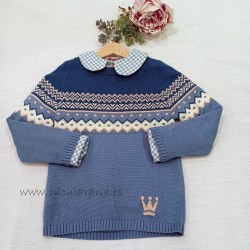 Eva castro Jersey niño azul grecas