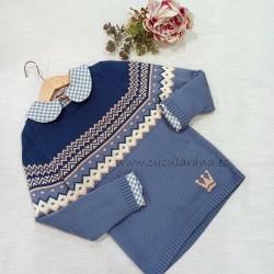 Eva castro Jersey niño azul grecas