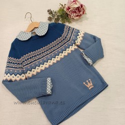 Eva castro Jersey niño azul grecas