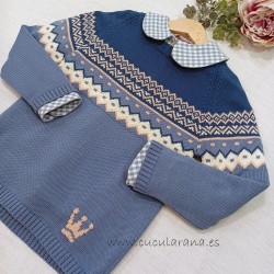Eva castro Jersey niño azul grecas