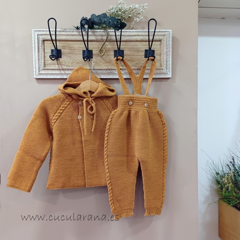 Cesar blanco conjunto bebe mostaza