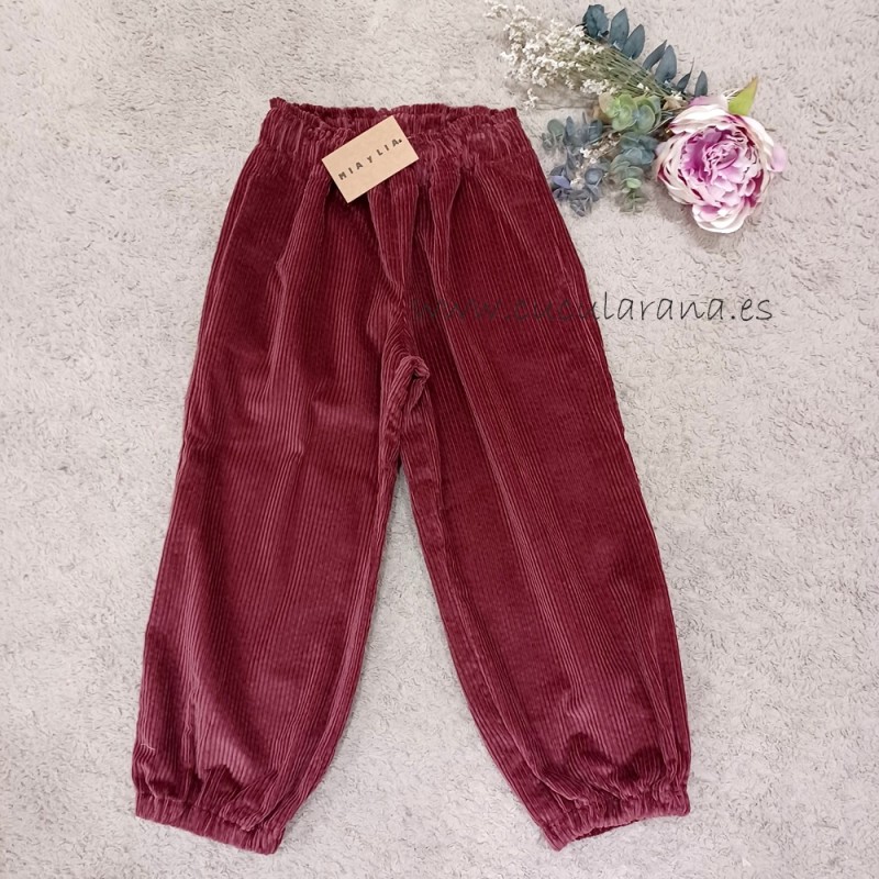 Mia y Lia pantalon ALADIN pana Granate