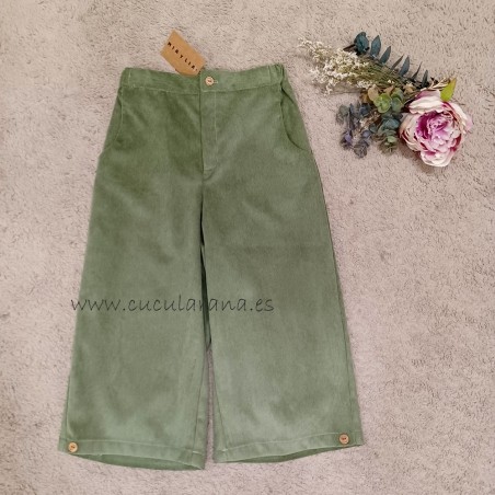 Mia y Lia Pantalon pana verde de niña