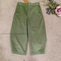 Mia y Lia Pantalon pana verde de niña