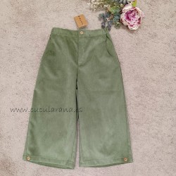 Mia y Lia Pantalon pana verde de niña