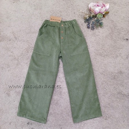 Mia y Lia pantalón de Pana Unisex verde