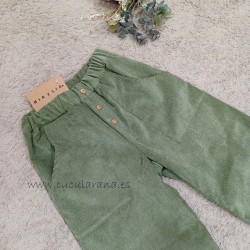 Mia y Lia pantalón de Pana Unisex verde