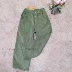 Mia y Lia pantalón de Pana Unisex verde