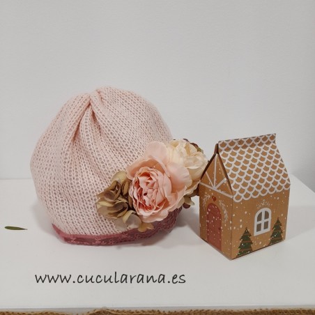 Gorro Rosa Flores Chari Sierra