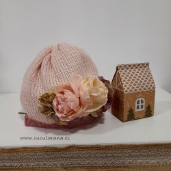 Gorro Rosa Flores Chari Sierra