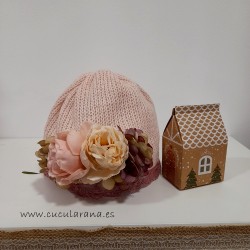 Gorro Rosa Flores Chari Sierra