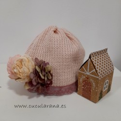 Gorro Rosa Flores Chari Sierra