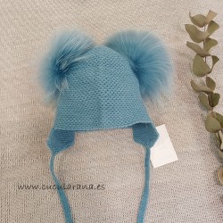 Gorro DOS POMPONES TURQUESA...