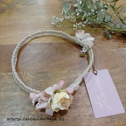 Bella Bimba Corona cuerda rustico flores malva